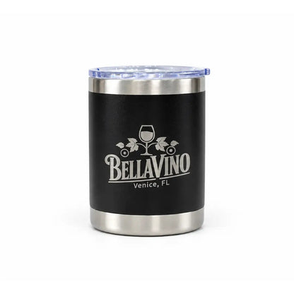 Black stainless steel lowball tumbler custom engraved
