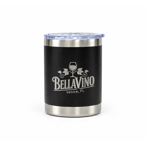 Black stainless steel lowball tumbler custom engraved