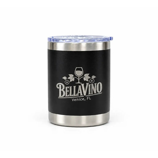 Black stainless steel lowball tumbler custom engraved