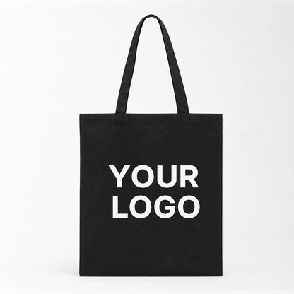 Black cotton shopping tote bag custom logo