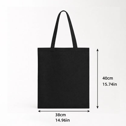 Black cotton shopping tote bag size view