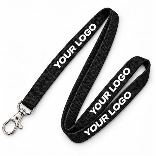 Black custom tubular lanyard with logo