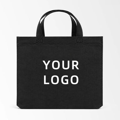 Black short handle non-woven tote bag custom logo