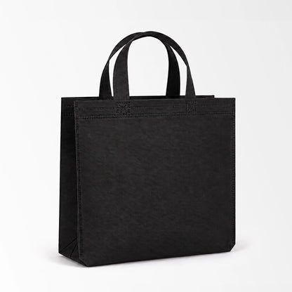 Black short handle non-woven tote bag with gusset