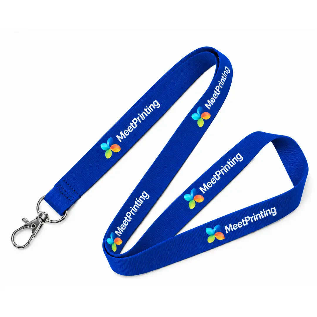 Royal Blue custom lanyard with logo