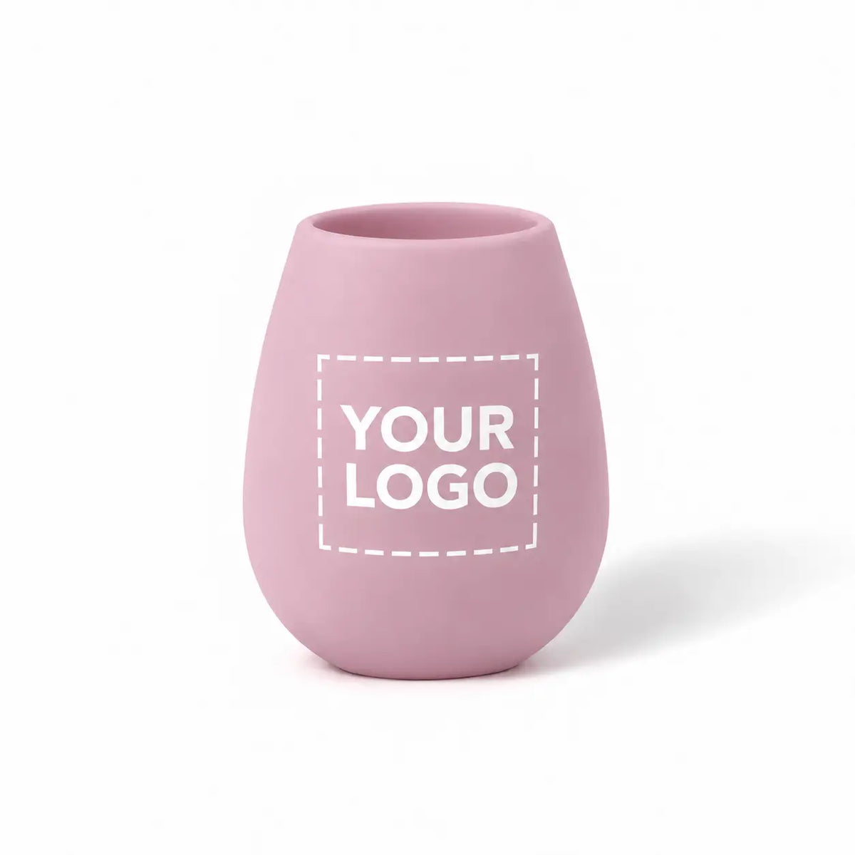 Blush pink silicone stemless wine tumbler custom logo
