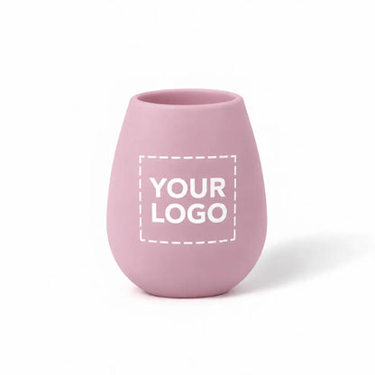 Blush pink silicone stemless wine tumbler custom logo