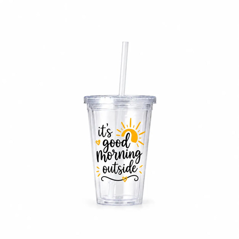 Custom 16 oz. Clear Plastic Tumbler with Straw