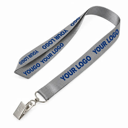 Custom Nylon Lanyard Gray Logo