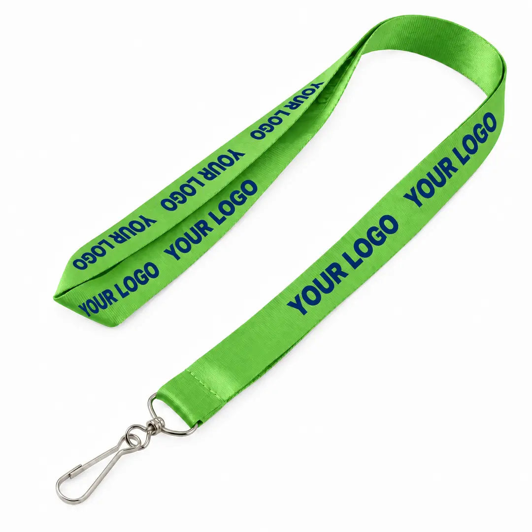 Custom Nylon Lanyard Light Green Logo