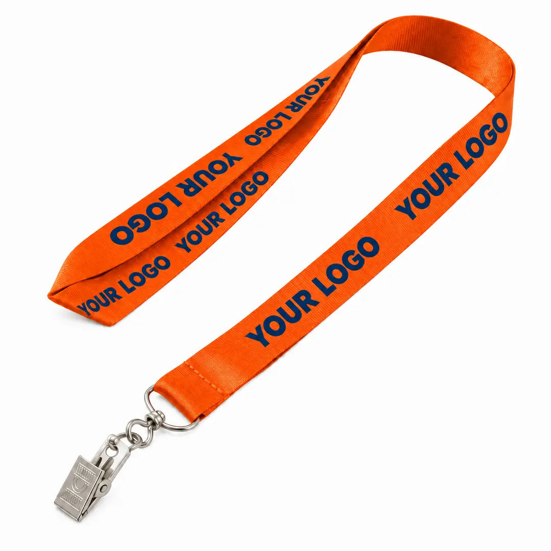 Custom Nylon Lanyard Orange Logo