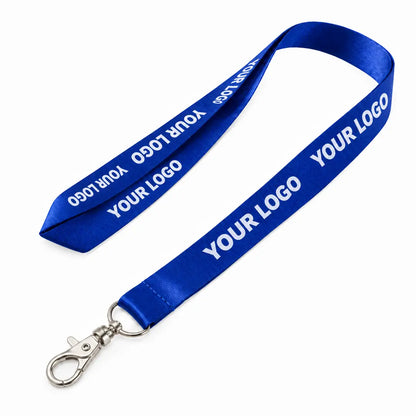 Custom Nylon Lanyard Royal Blue Logo