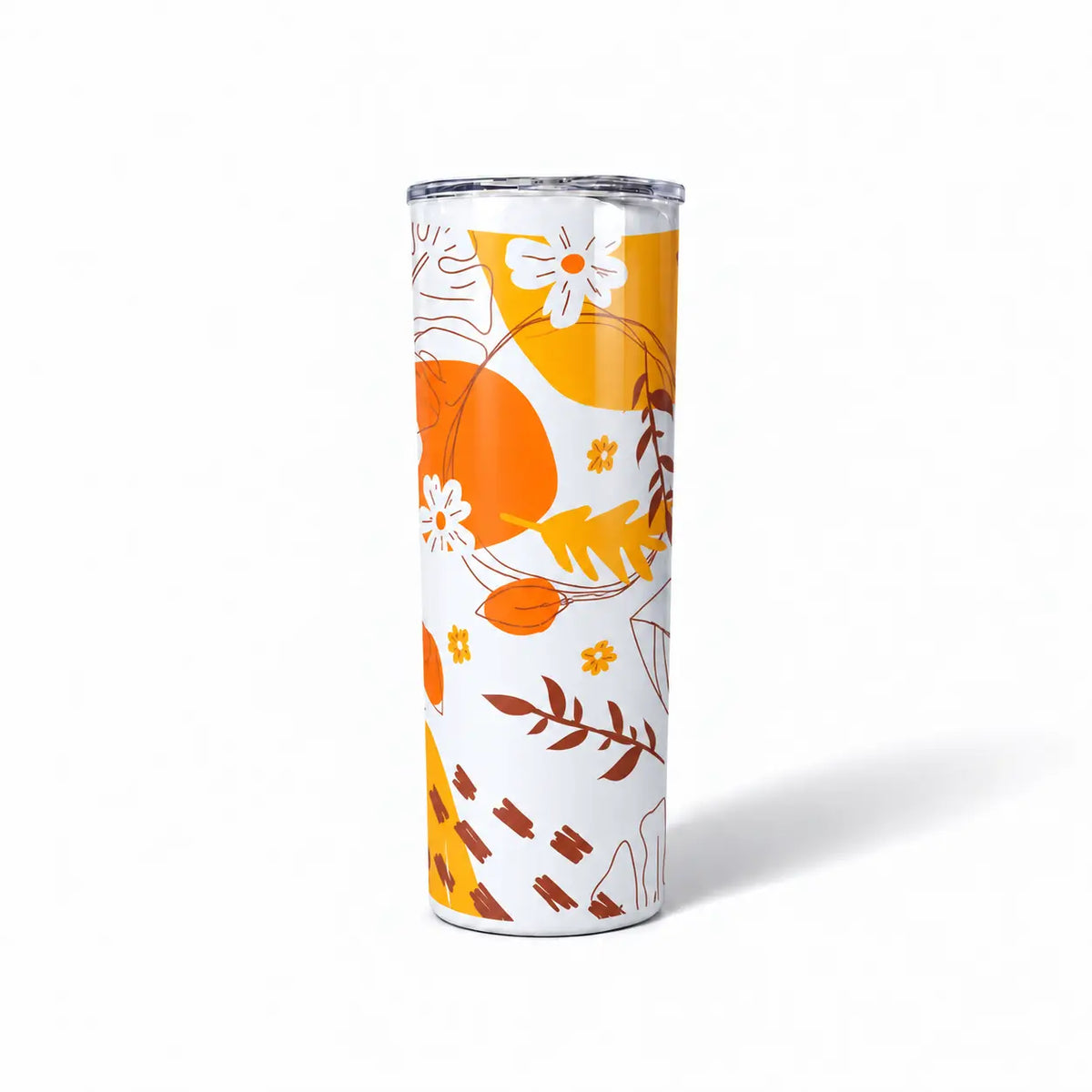 Custom 20 oz skinny tumbler, boho autumn floral UV print design