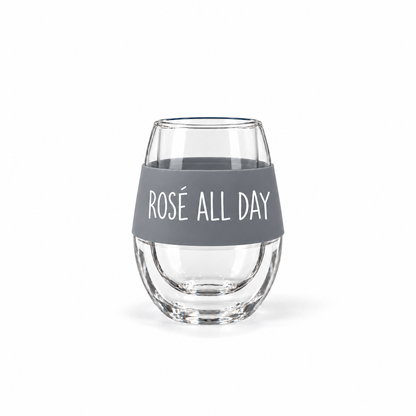 Custom wine freeze cup with Rosé All Day screen print