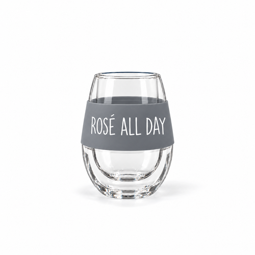 Custom wine freeze cup with Rosé All Day screen print