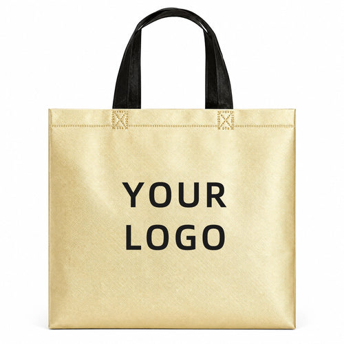 Gold laminated PP non-woven tote bag custom logo