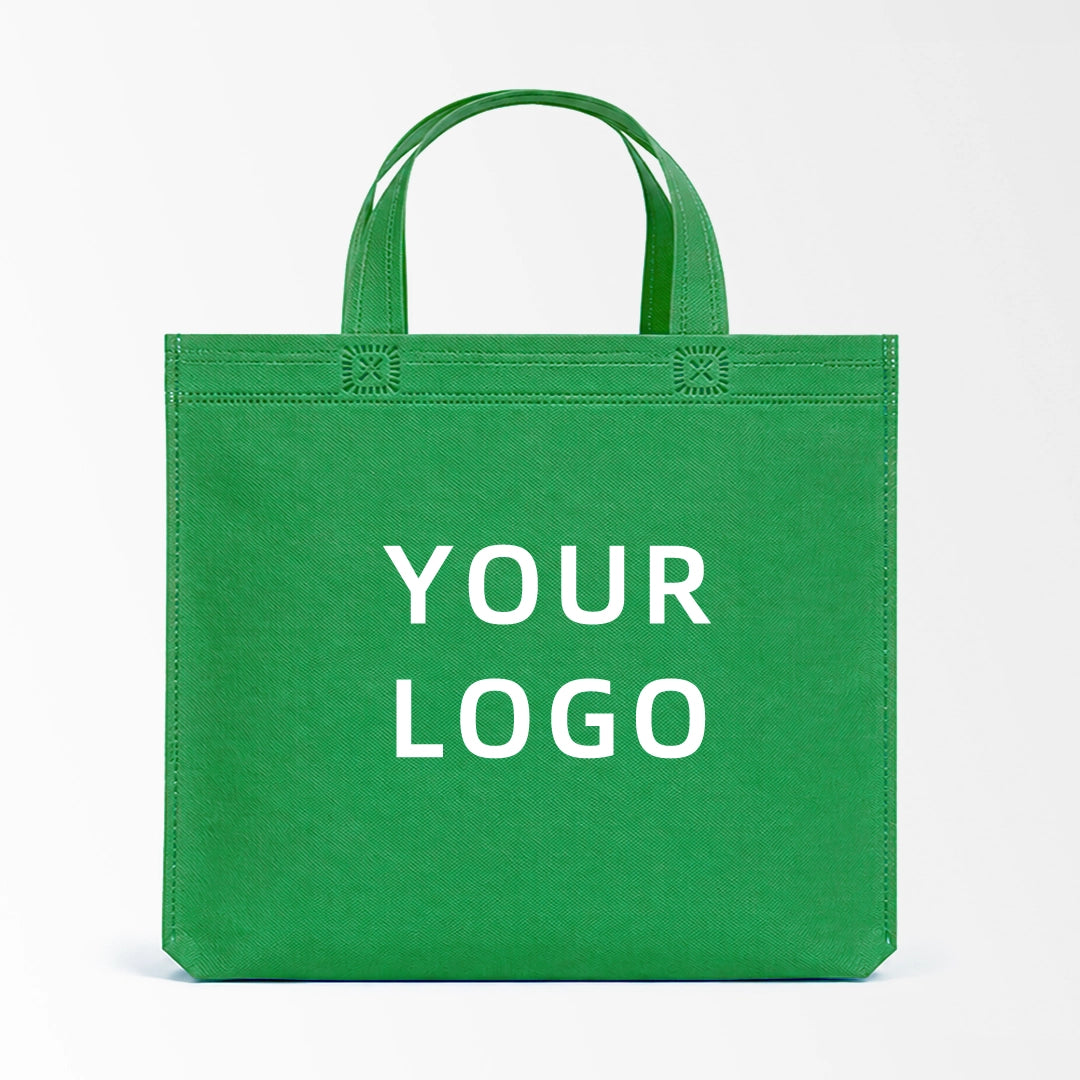 Grass green short handle non-woven tote bag custom logo