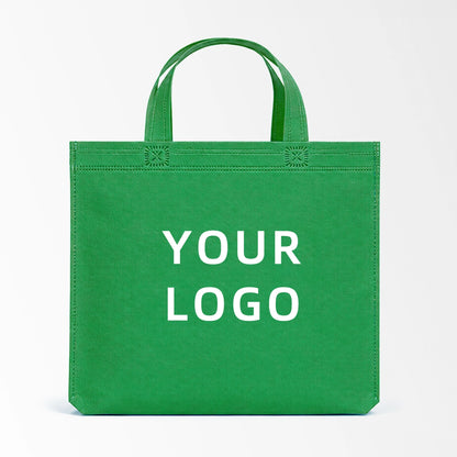 Grass green short handle non-woven tote bag custom logo