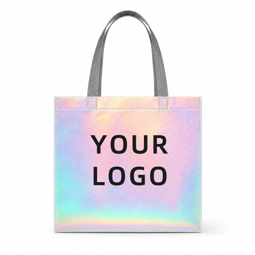 Holographic laminated non-woven tote bag custom logo