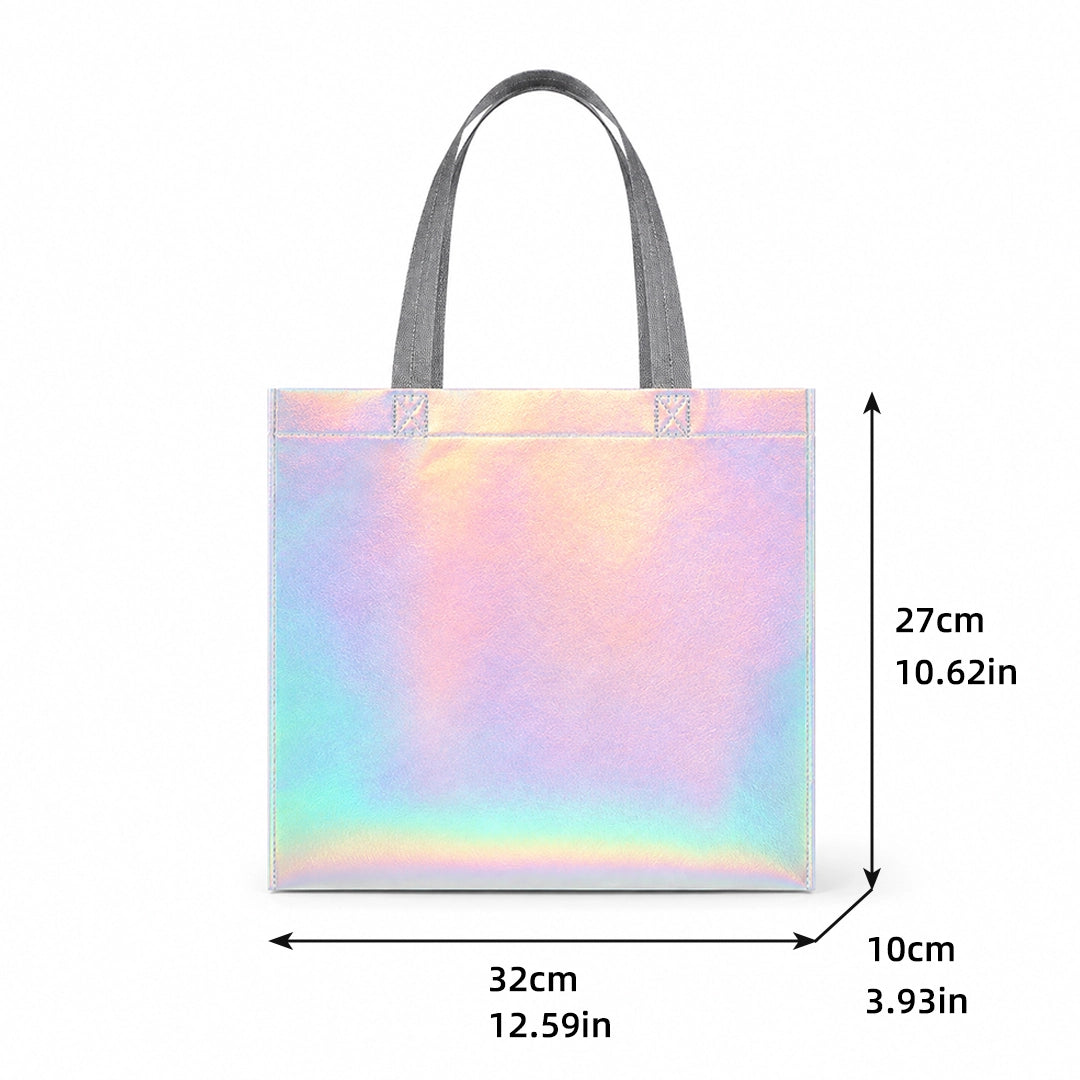Holographic laminated non-woven tote bag size view