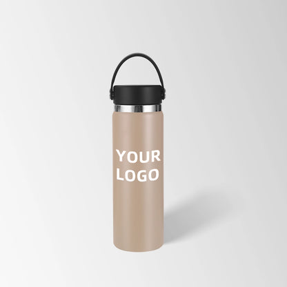 Khaki insulated water bottle custom logo