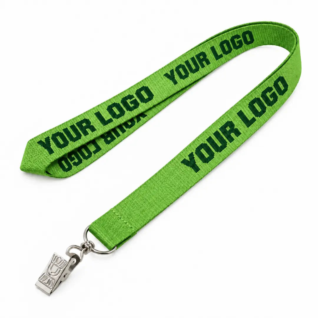 Light Green custom woven lanyard with logo