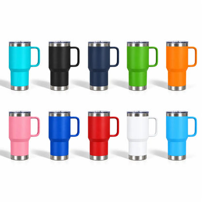 Multi-color handled insulated stainless steel tumblers collection