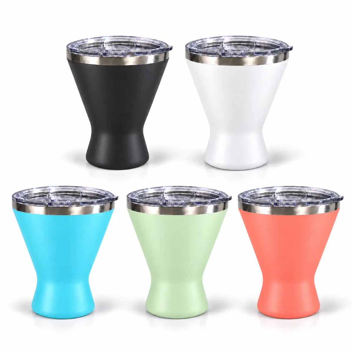 Multi color martini tumblers custom logo collection
