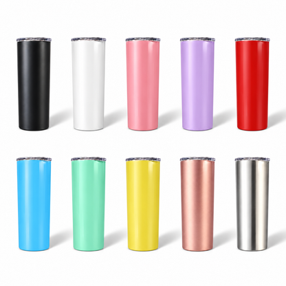 Multi color skinny tumblers custom logo collection