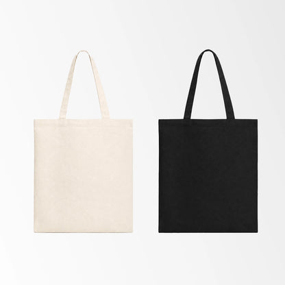 Natural and black cotton shopping tote bags