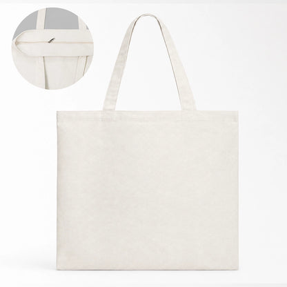 Natural cotton tote bag with hidden zipper detail