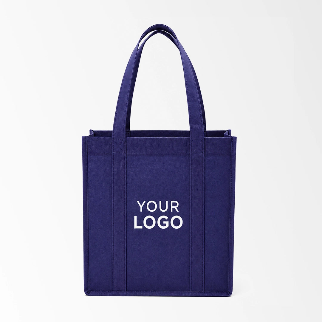 Navy Blue vertical non-woven tote bag custom logo