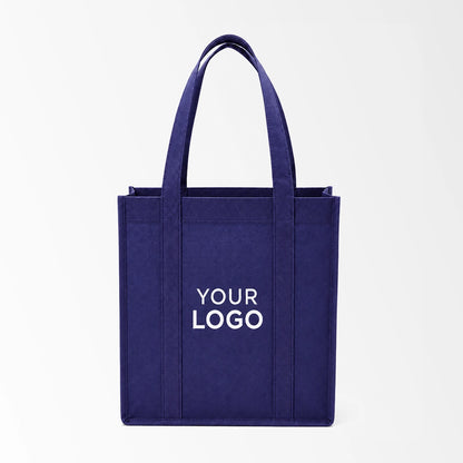 Navy Blue vertical non-woven tote bag custom logo