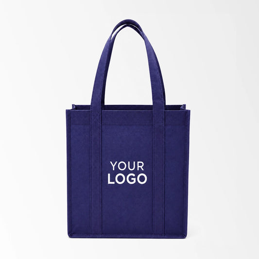 Navy Blue vertical non-woven tote bag custom logo