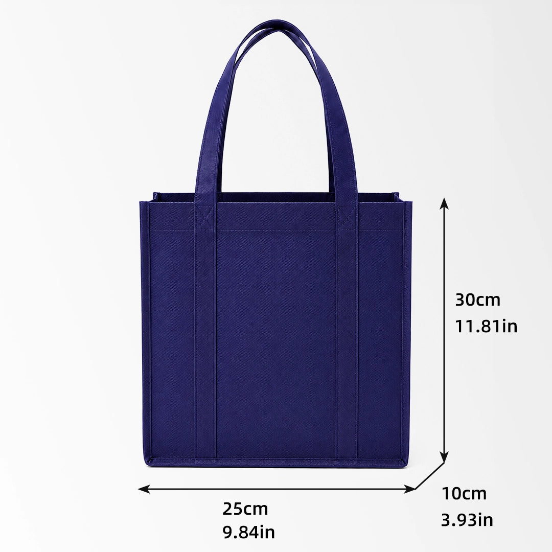Navy Blue vertical non-woven tote bag size view