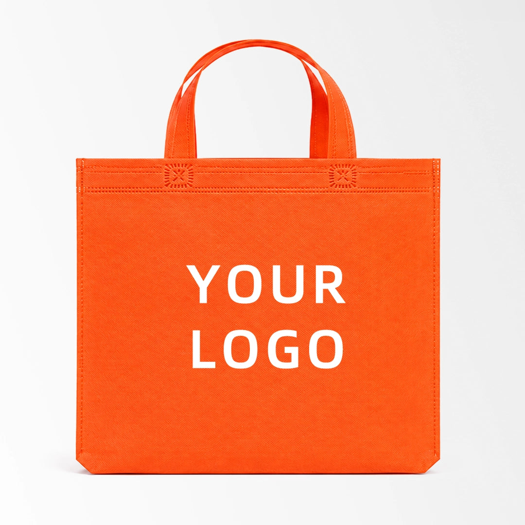 Orange short handle non-woven tote bag custom logo