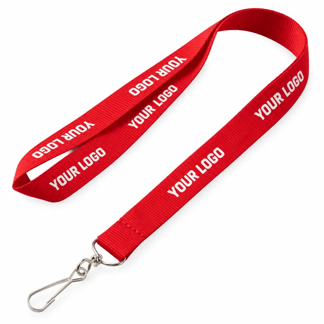 Red custom polyster lanyard with logo