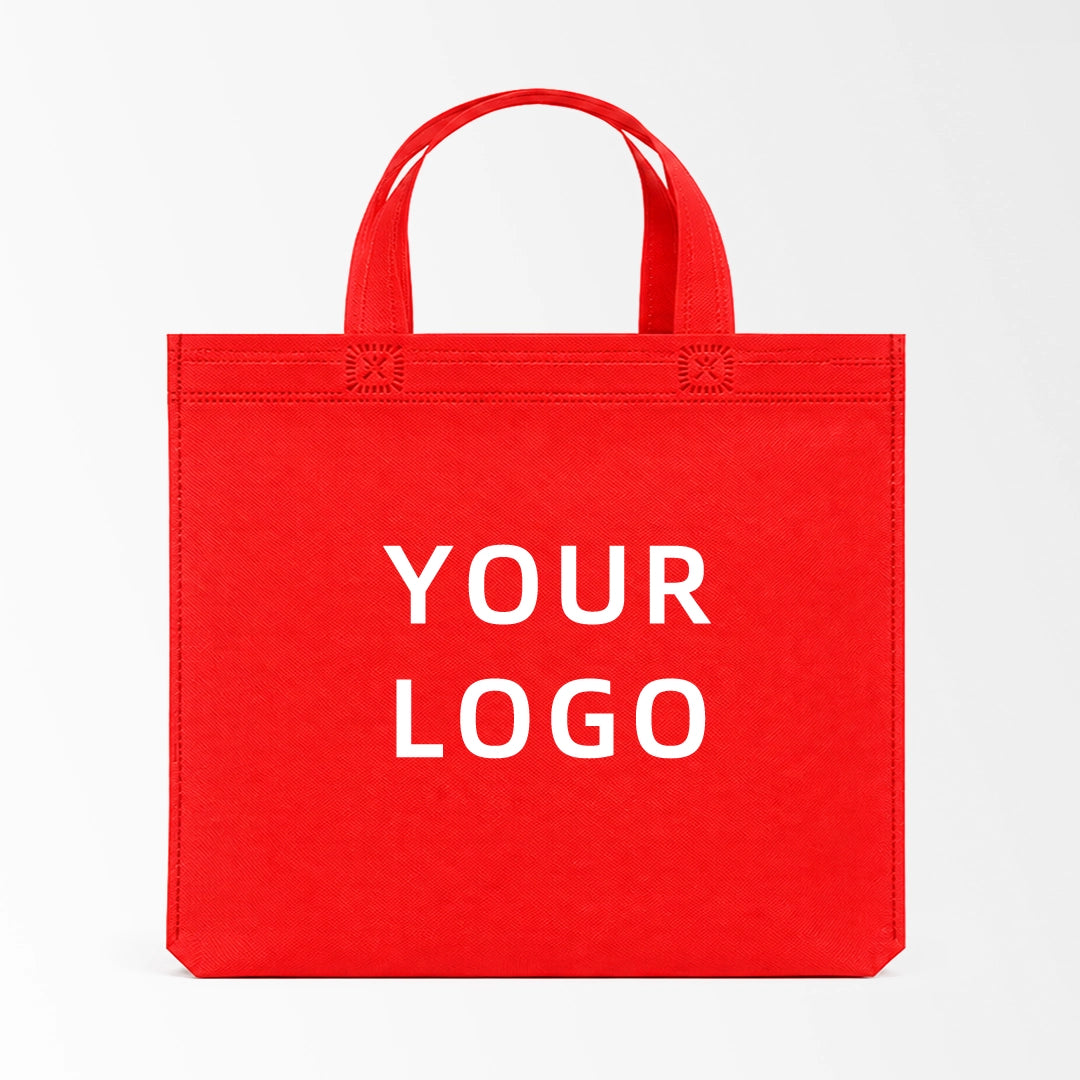 Red short handle non-woven tote bag custom logo