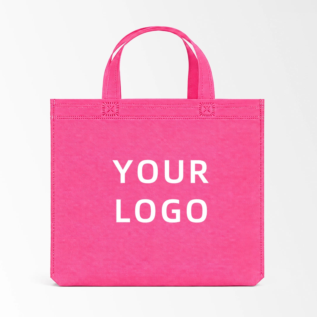 Rose red short handle non-woven tote bag custom logo