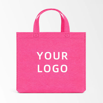 Rose red short handle non-woven tote bag custom logo
