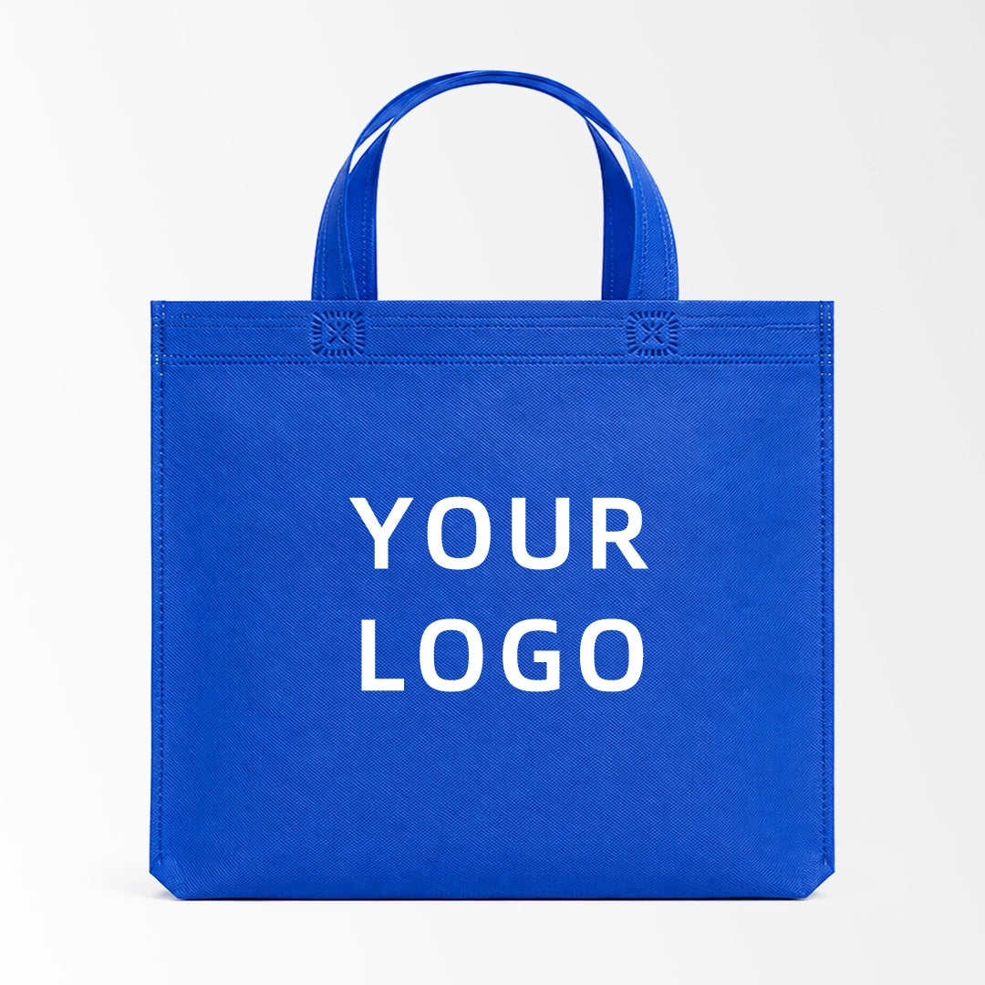 Royal blue short handle non-woven tote bag custom logo