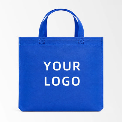 Royal blue short handle non-woven tote bag custom logo
