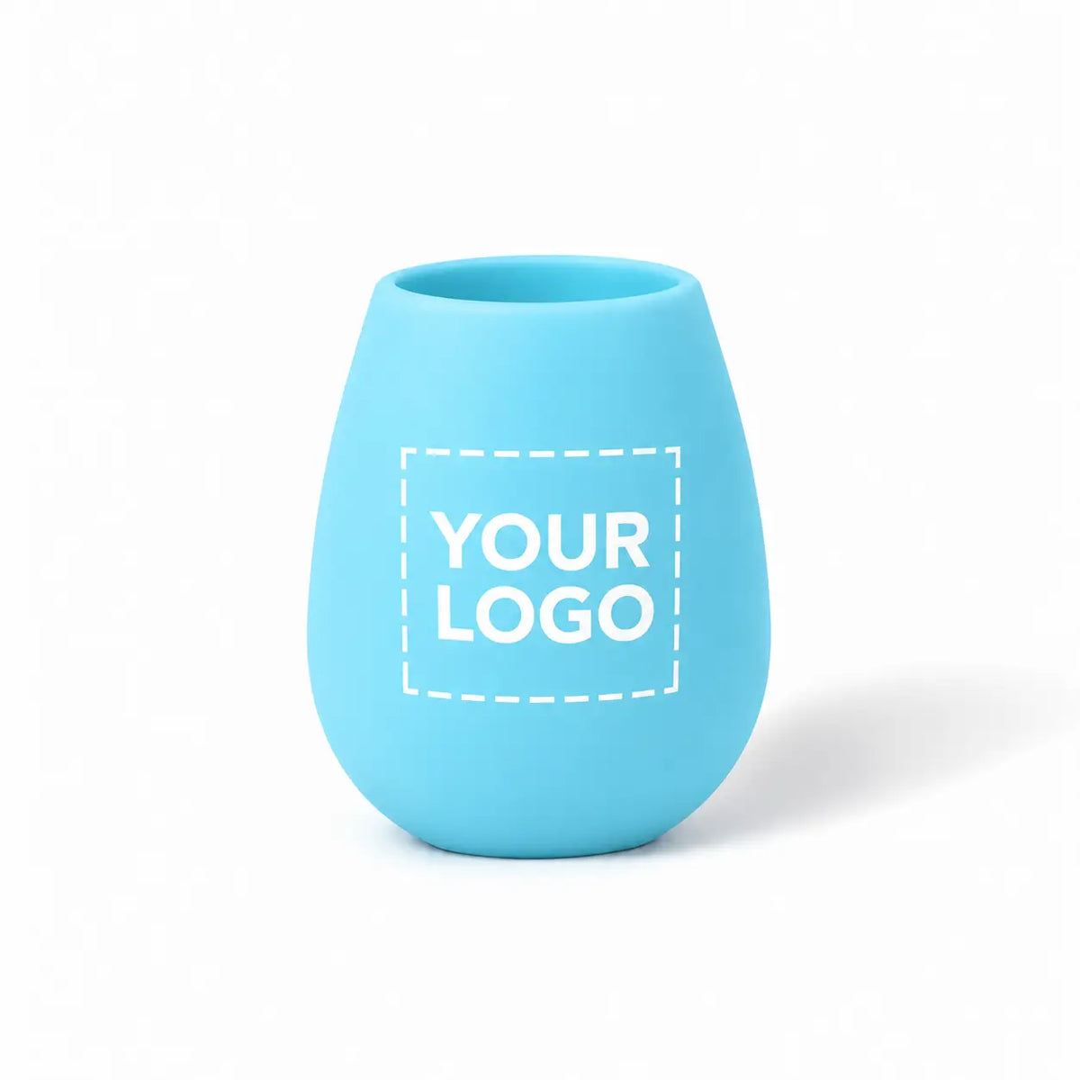 Sky blue silicone stemless wine tumbler custom logo