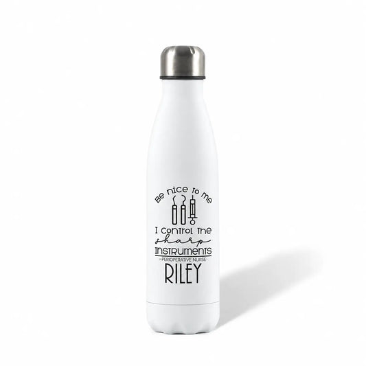 White cola bottle with perioperative nurse quote and Riley name print