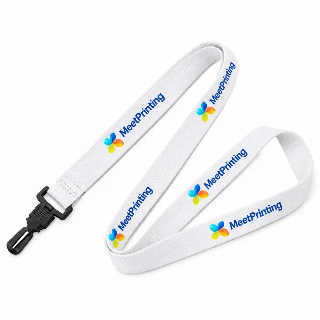 White custom lanyard with logo
