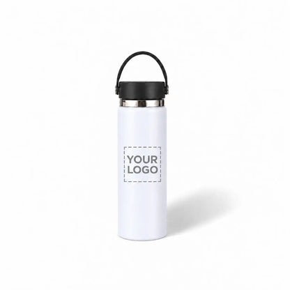 White insulated water bottle custom logo