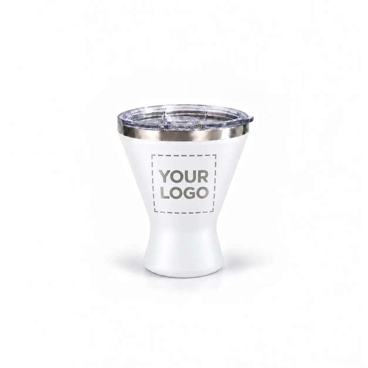 White martini tumbler custom logo