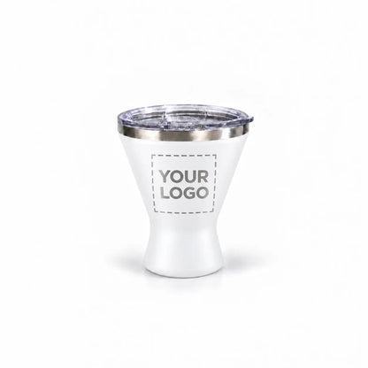 White martini tumbler custom logo