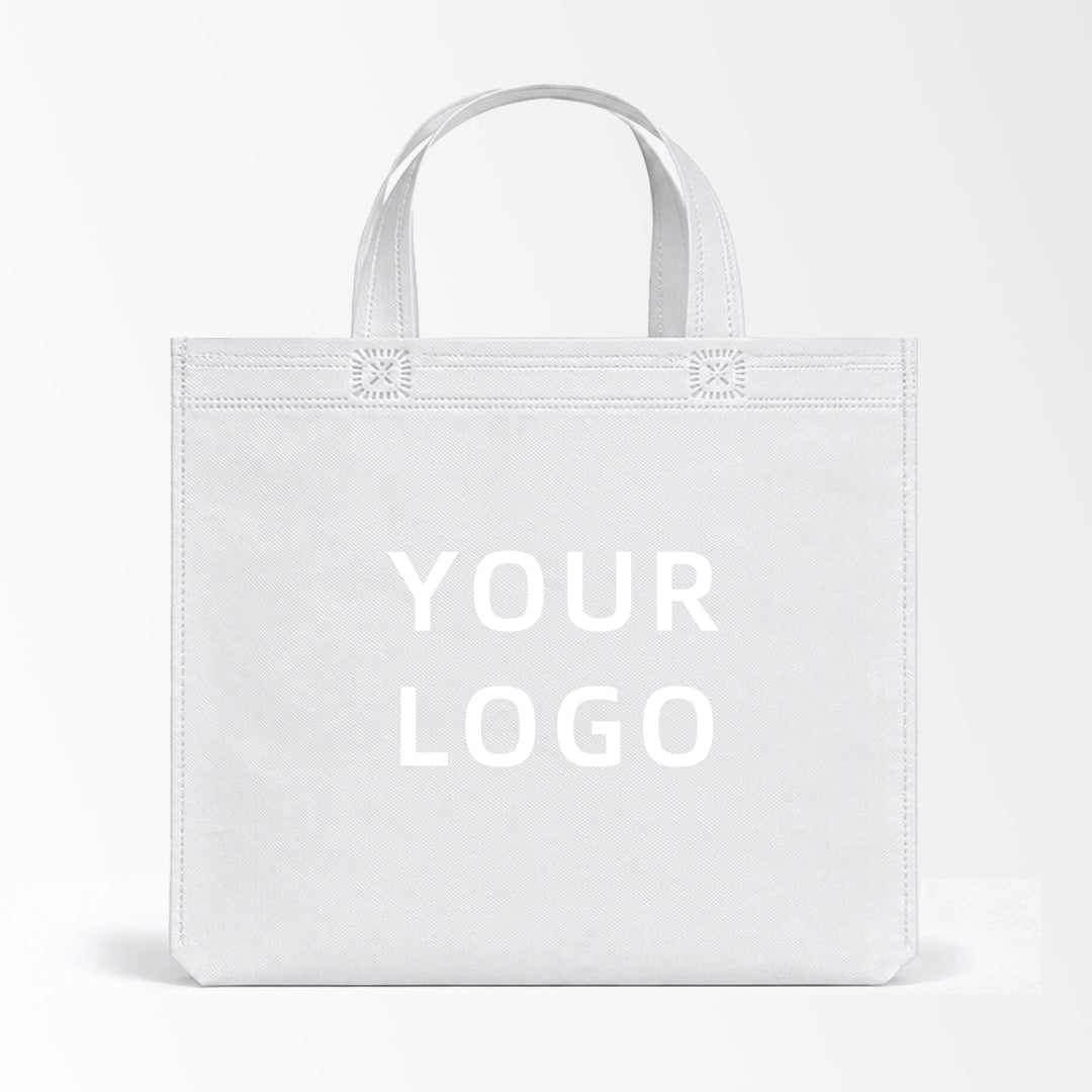 White short handle non-woven tote bag custom logo