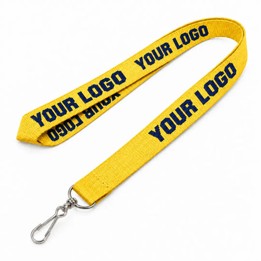 Yellow custom woven lanyard with logo